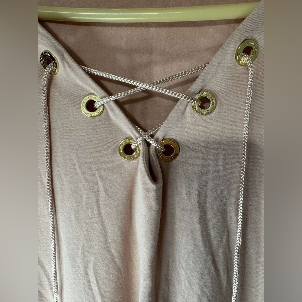 Calvin Klein Beige Lace-Up Blouse / Size S - Picture 9 of 11